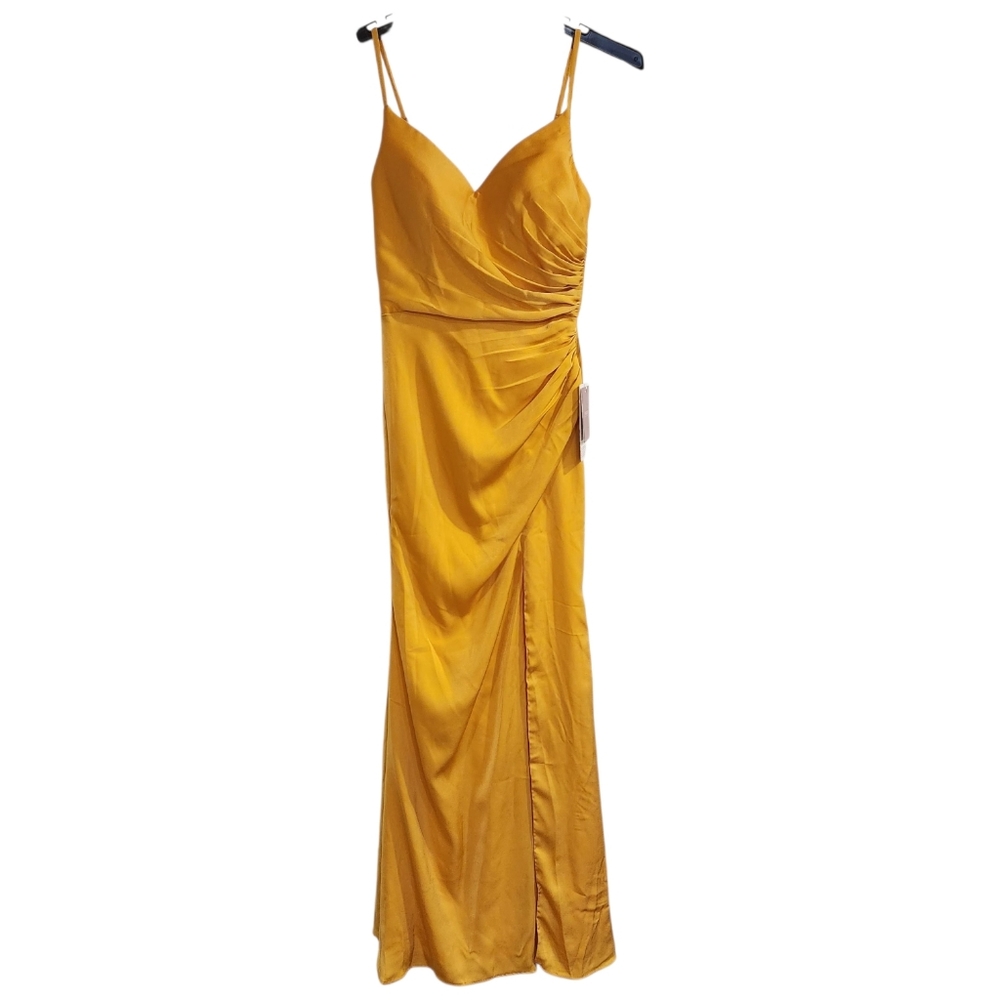 Stacees Formal Maxi Dress Womens Sz 2 Marigold Yellow Special Occasion Event
